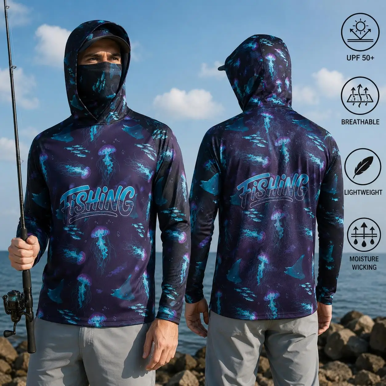 Fishing Shirt Hooded Men Fishi - Fishing Mask Sun Protection recension och pris